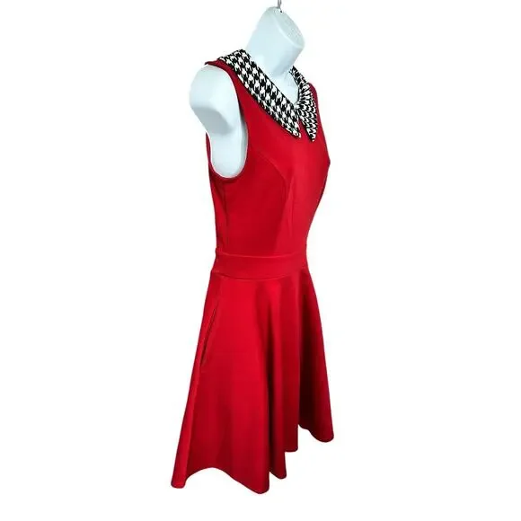 Smak Parlour Womens Dress Size S Red Retro Mod Fit & Flare Sleeveless Collared - Picture 4 of 8